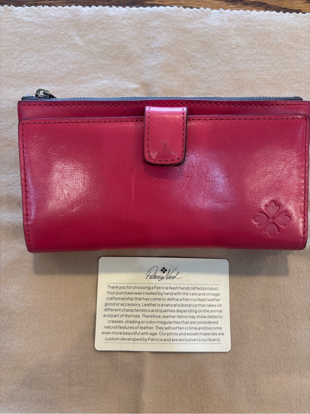 Patricia Nash Pink Leather Continental Wallet with Zip and Snap